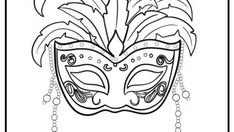 a masquerade mask with beads hanging from it's sides, in black and white