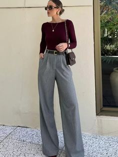 SPECIFICATIONSBrand Name: MOJOYCEStyle: CasualAge: MIDDLE AGEOrigin: Mainland ChinaCN: JiangsuSeason: Spring/SummerWaist Type: highDecoration: PleatedElasticity: Non StrechFabric Type: blendedPattern Type: StripedPant Style: Wide leg pantsMaterial: POLYESTERFit Type: LOOSE FITLength: full lengthCraft of Weaving: TATRelease Date: Summer 2024Place Of Origin: China (mainland)Closure Type: zipper flyGender: WOMENModel Number: Women PantsFront Style: Pleatedservice: dropshipping service Material: polyesterSize: S/M/LColor: as shown in figure Neutrals Work Outfit, Outfits With Trousers Classy, Winter Semi Casual Outfit Women, Dressing For Inverted Triangle Body Type, Light Summer Fall Outfits, Mid 20s Outfits, Mid 20s Fashion Outfits, Grown Woman Aesthetic, Realtor Fits