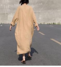 loose-style-linen-women-Short-sleeves Ruffle Long Dress, National Clothes, Loose Fitting Dresses, Spring Women, Women Maxi, Linen Women, Linen Dresses, Pure Color, Long Maxi Dress