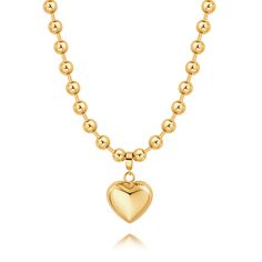 PRICES MAY VARY. MATERIAL: This simple gold necklace is 18k gold plated! It ensures a lustrous and durable finish, the superior craftsmanship ensures longevity, establishing chunky necklace as a valuable addition to your jewelry repertoire. SIZE：The pendant of this puffy love heart necklace is 20mm L x 20mm W, and the beads station necklace is 45cm L +5cm extender. DESIGN: This gold heart necklace has many usage scenarios! Because its heart pendant is detachable, this means you will have a minim Simple Gold Necklace, Claw Design, Gold Owl, Fusion Beads, Neck Jewelry, Gold Necklace Simple, Sun Pendant, Coin Pendant Necklace, Toggle Necklace