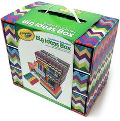 the box has many different colors and patterns on it's sides, including multi - colored