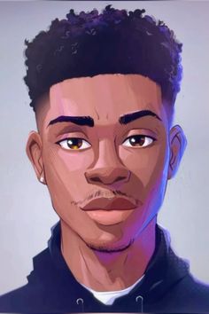 How To Draw Afro Hair Male, Cartoon Man Sketch, Cartoon Realism Art Style, Black Guy Hairstyles Drawing, Types Of Digital Art Styles, How To Draw Afro, Black Man Character Design, Black Male Hairstyles Drawing, Afro Drawing Reference