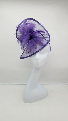 Elegant beautiful purple Fascinator! Classic style to go with a variety of outfits: bridesmaids,  cocktail party,  Kentucky Derby, Rehearsal dinner, Easter and church outfits.  Ones with hair clip and headband. Check our colors.  - Headband  - Ready to ship  - Lightweight - Free Shipping - Fast shipping - Customize by adding different color flowers and or feathers Check my store for styles and colors.  Hatsandpearls.etsy.com Reach out to me if you can't find what you are looking for.  I can make cake custom orders and help you style and match your outfit  Tag and share your pictures when you wear and style our hats.  Instagram: @hats_pearls Facebook: Hats Pearls Thank you for visiting and happy shopping! Adjustable Mini Hats For Royal Ascot Party, Chic Fitted Fascinator For Party, Lavender Fascinator For Wedding At Royal Ascot, Adjustable Lavender Headpiece For Wedding, Fitted Fascinator For Royal Ascot Party, Purple Top Hat For Summer Wedding, Purple Mini Hat For Kentucky Derby Wedding, Purple Fascinator For Kentucky Derby Wedding, Purple Mini Hats For Kentucky Derby And Weddings