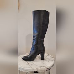 Knee High , Size 7.5 Calvin Klein Boots Only Worn Once And Still Good As Brand New. Calvin Klein Chic Leather Boots, Calvin Klein Women's Formal Boots, Calvin Klein Black Boots With Round Toe, Calvin Klein 205w39nyc Boots, Black Calf Leather Knee-high Boots With Sculpted Heel, Calvin Klein Boots, Calvin Klein Shoes, Calvin Klein Black, Womens Calvin Klein