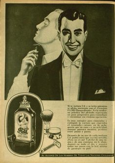 an old advertisement with a man in a tuxedo next to a bottle of booze