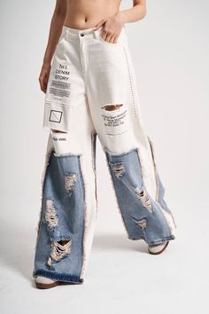 Wideleg patchwork white pants jean for women, denim for women, Vintage denim for women. ripped jeans. elastic and high waist YOU CAN CHOOSE 1 SIZE SMALLER You can choose 1 size smaller The waist is elastic. If you are not sure, you can choose one size smaller. SIZE 8 (LARGE): Waist Size:78 cm Hip:144cm Inner Leg: 80 cm Leg Length: 112 cm SIZE 6 (MEDIUM): Waist Size: 70 cm Hip:140cm Inner Leg: 80 cm Leg Length: 112 cm SIZE 4 (SMALL): Waist Size:62 cm Hip:136cm Inner Leg: 80 cm Leg Length: 112 cm Women Ripped Jeans, White Jeans For Women, Womens White Jeans, Denim For Women, Baggy Denim, Patched Jeans, Pantalon Large, Womens Jeans, Jeans For Women