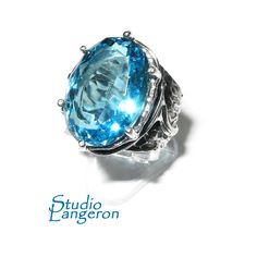 925 sterling silver ring with natural gemstone. Weight: 16 gr.  Ring size: 6  Main gemstone: Blue topaz Gem size: 13x18 mm    A stylish, and unusual decoration.  100% Handmade. SKU: 999409   The jewelry piece exists in only one copy.  Country of manufacture: Israel.   In-stock and ready to ship now.    Author's work by Studio Langeron.   The ring comes in a jewelry box ready to give as a gift. Topas Ring, Blue Topaz Ring, Topaz Ring, Ring Sterling Silver, Silver Blue, Rings Statement, 925 Sterling Silver Ring, Handmade Ring, Blue Topaz