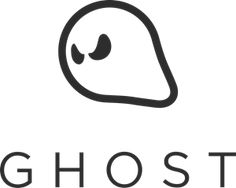 the ghost logo is shown in black and white