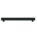 the soundbar is black and has two speakers on it