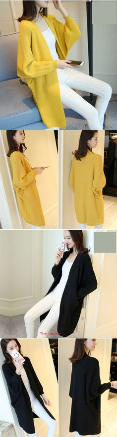 FREE SHIPPING Korean Long Cardigan Knitted Sweater JKP4618 Women Long Cardigan, Cardigan Knitted, Types Of Coats, Cardigan Style, Design Clothes, Cardigan Fashion, Women Sleeve, Fashion Design Clothes, Sleeveless Vest