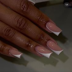 Almond Frenchies, Trending Acrylic Nails, Nail Colors And Designs, Nails Baddie, Brown Acrylic Nails, French Tip Acrylic Nails, Simple Acrylic Nails, Work Nails, Classy Acrylic Nails