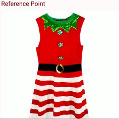 Reference Point Red White Candy Cane Sequin Dress Reference Point Candy Cane Christmas Dress Green Sequins Trim Red White Black Green Size Small 100% Acrylic Apprx Laying Flat: Pit To Pit 17.5” Shoulder To Hem 37�” Dresses Reference, Christmas Dress Green, Dress Reference, Light Blue Romper, Kenzo Dress, Black Sequin Mini Dress, Blue Plaid Dress, Magenta Dress, Blue Polka Dot Dress