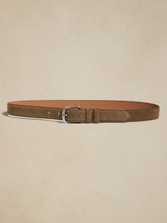 Sleek and streamlined, this sturdy suede belt works just as well with jeans as it does smartly tailored trousers.  Width: 1. 2" Suede Belt, Dark Olive Green, Sand Color, Tailored Trousers, Olive Green, Banana Republic, Mens Accessories, Sleek, Trousers