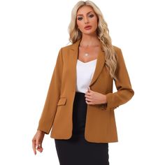 An elegant suit jacket is designed to make you look polished and professional in any corporate setting. The lapel collar blazer adds a modern touch to this classic ensemble, while matching the pencil skirts or classic pants provides a flattering silhouette. Made from soft materials, this suit offers excellent durability and comfort throughout the day. Whether you're attending an important meeting or presenting in the boardroom, this basic outfit blazer will exude confidence and style. Corporate Women, Spring Blazer, Elegant Suit, Brown Suit, Outfit Blazer, Office Suit, Look Polished, Women's Suits, Brown Suits