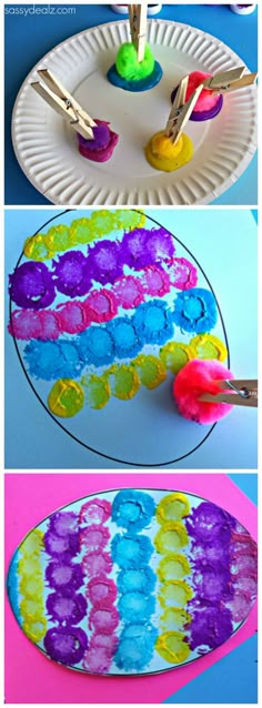 paper plate crafts for kids that are colorful and easy to make with the kids's hands