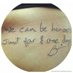 the back of a woman's stomach with writing on it that says, we can be here just for $ 1 one day