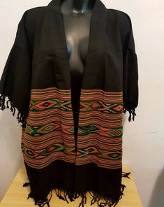 Short kimono with ethnic wool motifs one size fits all, easy to match, wide sleeve 3/4. Measures: length 84cm with fringe Womens Jackets, Short Kimono, Dec 8, Wide Sleeves, One Size Fits All, Spain, Jackets & Coats, Jackets For Women, Bathing Beauties