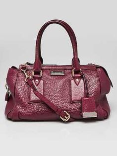 Trendy Fashion Burberry Purple Heritage Grain Leather Small Gladstone Bag, Womens Bags Burgundy Leather Bag With Top Carry Handle, Luxury Burgundy Bag With Leather Handles, Burgundy Leather Bag With Branded Hardware, Luxury Purple Bags With Leather Handles, Red Burberry Purse, Gladstone Bag, Bags Handbags, Trendy Fashion, Burberry