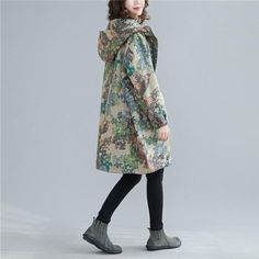 One size: length 88cm, bust 130cm, shoulder 45cm, sleeve 59cm. Notes: the Error within 3 cm due to manual measurement (Unit: cm 1 inch = 2.54 cm, 1 cm = 0.39 inch) Winter Cotton Raincoat For Rainy Weather, Casual Cotton Raincoat For Rainy Weather, Cotton Outerwear For Rainy Weather, Cotton Outerwear With Pockets For Rainy Weather, Cotton Parka With Detachable Hood For Fall, Khaki Cotton Parka For Fall, Spring Rainy Weather Parka With Drawstring Hood, Fall Cotton Parka With Detachable Hood, Spring Cotton Outerwear For Rainy Weather