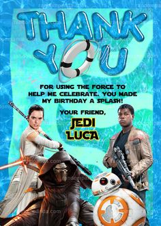 Star Wars Pool Party Thank You Card, Force Awakens Bday Party Thanks Note Star Wars Invitations, Birthday Invitations Diy, Party Swimming Pool, Star Wars Birthday Party, Star Wars Kylo Ren, Pool Party Invitations, Star Wars Games, Birthday Star, Party Invitations Kids