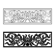 two black and white borders with swirls in the middle, one on top of the other