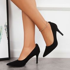 Style:?Daily. Wedding. PartyType: High Heel PumpsHeight:?Stiletto Mid Heel about? 1.78''?Size Fit: True To SizeClosure Type: Slip onUpper Material:?Faux LeatherNote: Ankle Chain just a decoration. not a part of pumps Heels Office, Ankle Chain, Custom Made Clothing, Office Dress, Women Formals, Home Dress, Office Dresses, Pump Dress, High Heels Stilettos