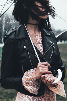 Vampy Romance - The Chriselle Factor Photoshoot In Rain, Rain Photoshoot Portraits, Rain Fashion Photography, Model In Rain Photography, Rain Fashion Editorial, Cropped Biker Jacket, Chriselle Lim, Goth Corset, Goth Fashion Punk