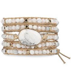 PRICES MAY VARY. SILKY WHITE MARBLE - G2F DESIGN Marble Mix Five Warp Bracelet is a five-layer wrap bracelet crafted handmade product with a combination of marble stones, crystals and gold beads on the beige wax cord. This wrap bracelet is made with genuine stones to dress up any desired look making you ready to shine with an effortless multistrand layered look perfect for your everyday lifestyle. We truly bring you a new experience which aesthetic fashion meets practicality matched with a varie Handmade Adjustable Wrap Bracelet With Round Beads, Adjustable Bohemian Bracelet With 108 Beads, Bohemian Adjustable Hand Wrapped Beaded Bracelets, Resizable Wrap Bracelet With Round Beads For Gift, Cheap Bohemian Stackable Wrap Bracelet, Bohemian Adjustable Wrap Bracelet With Round Beads, Adjustable Hand Wrapped Bracelet For Festivals, Adjustable Wrap Bracelet With Round Beads For Festivals, Adjustable Friendship Bracelet With 108 Beads