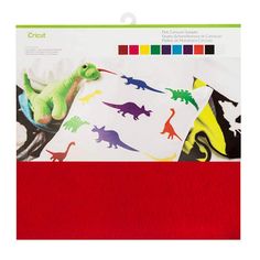 the cricut dinosaurs are on display in front of a red sheet with white sheets