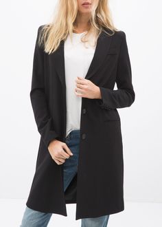 Elevate your style with the Women's Notch Lapel Longline Button Front Jacket from Shop at Konus. Designed for the fashion-forward professional, this jacket is perfect for low temperature seasons. Complete with faux pockets and a large button closure, this jacket exudes sophistication and practicality. Plus, the model wearing a size small adds a touch of inspiration to your purchase. Trust us, you won't want to miss out on this must-have piece! 80%POLYESTER 16%RAYON 4%SPANDEX Imported Office Outerwear With Snap Buttons And Notch Lapel, Chic Single Button Button-up Outerwear, Black Button-up Outerwear With Double Button Closure, Single-breasted Long Coat For Career, Single Breasted Long Coat For Career, Black Button Closure Outerwear For Office, Sleek Fitted Button-up Outerwear, Black Notch Lapel Outerwear With Button Closure, Trendy Single Button Button-up Outerwear