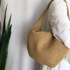 Brown Crochet Beach Bag, Beige Knitted Straw Bag For Daily Use, Beige Knitted Beach Shoulder Bag, Beige Knitted Shoulder Bag For Beach, Summer Rectangular Knitted Straw Bag, Rectangular Knitted Straw Bag For Summer, Knitted Straw Tote Bag For Vacation, Vacation Knitted Straw Tote Bag, Knitted Straw Bag For Summer Vacation