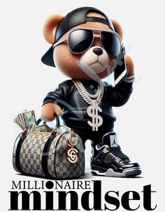 Our teddy bear confidently holding a bag of money adorned with the words "Millionaire Mindset." It's more than just a toy - it's a symbol of ambition, prosperity, and the unwavering belief in your dreams. Terms of Use: This digital download is for personal and commercial use. You may use the artwork to create physical products for sale. Redistribution or resale of the digital files is prohibited. Customer Satisfaction: Your satisfaction is our top priority. If you have any questions, concerns, o Woman Holding Money, Money Png, Holding Money, Queen Png, Millionaire Mindset, Money Bag, Black Queen, Festival Season, Teddy Bear