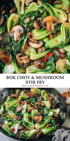 An easy bok choy mushroom stir fry that can be whipped together quickly for a speedy weekday dinner. The tender mushrooms and crisp bok choy are brought together with a gingery garlicky brown sauce, which tastes comforting and satisfying. Serve it as a side or a main course over steamed rice. {Vegan, Gluten-Free Adaptable} Mushroom Stir Fry, Veggie Snacks, Weekday Dinner, Brown Sauce, Tasty Vegetarian Recipes, Think Food, God Mat, Steamed Rice, Asian Cooking