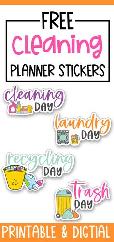 the free cleaning planner stickers are available for purchase