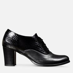 Black Oxford Pumps - Holborn by Julia Bo | Women's Oxfords & Boots - Julia Bo - Women's Oxfords Heeled Oxfords, Cone Heels, Oxfords For Women, Design Your Own Shoes, Soft Leather Boots, Oxford Pumps, Custom Made Shoes, Oxford Boots, Saddle Shoes