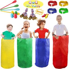 PRICES MAY VARY. FOR 4-8 PLAYERS. Our outdoor lawn game set includes 4 colorful Potato Sack Race Bags, perfect size 39.3" x 25.9" for Kids & Adults. 4 Wooden Egg & Spoon Race Game Sets for training kid's balance ability. 4 pcs 3 Legged Relay Race with elastic tie rope adjustable, and with EXTRA BOBUS - 10 Plastic Gold Medals &2 Whistles. UPGRADED POTATO SACK BAG. The Sacks made of high-quality durable Oxford Fabric, Say goodbye to traditional Burlap Bags, and solve the problems of odor, fluffing Stuff To Do Outside, Egg Spoon Race, Potato Sack Race, Potato Sack Races, Field Day Games, Egg And Spoon Race, Sack Race, Potato Sack, Outside Games