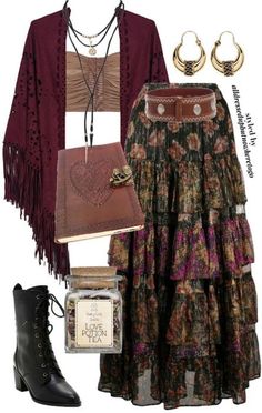 Fairycore Aesthetic Outfits Fall, Female Hipster Fashion, Everyday Viking Style, Witch Skirt Outfit, Indie Witch Aesthetic Outfit, Stevie Nicks Summer Outfits, Paisley Maxi Skirt, Season Of The Witch Aesthetic Outfit, Boho Outfits Dress