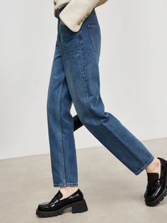 MO&Co. Women's High Waist Straight Cotton Jeans Features : - High waist - Vintage dark blue jeansCode : MBC3JENT19Length of size M is 95cmBlue : Model is 175cm tall and wearing a size M MATERIALS & CARE : Material : 100% CottonREMINDER: All items are measured manually. Please note that it's reasonable that there might be minor measurement differences (1-2cm) on some items. Blue Straight Leg Cotton Jeans, Blue Straight Cotton Jeans, High-waisted Straight Fit Denim Pants, Straight Fit Mid-rise Cotton Jeans, Non-stretch Blue Straight Jeans, Cotton Jeans, Dark Blue Jeans, Best Jeans, Jeans Straight