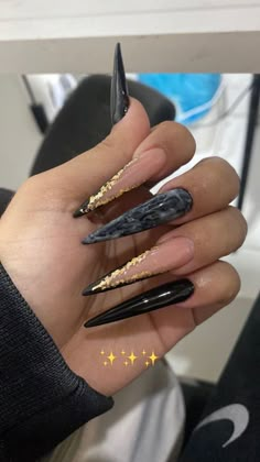 Staleto Nails, Ballerina Acrylic Nails, Black Stiletto Nails, Long Stiletto Nails, Stiletto Nails Designs, Simple Acrylic Nails