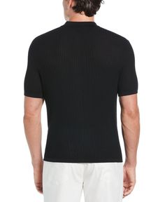 This Cubavera men's short sleeve sweater is an instant classic. It's made with a soft cotton-modal textured fabric that feels as good as it looks. Tipping along the placket adds eye-catching detail that pops against the versatile solid background of this button-down sweater. 60% Cotton / 40% Modal Textured Fabric For Soft-Draping Style Tipping Along Placket Adds Eye-Catching Detail Open Collar For A More Relaxed Look Button-Down Front Short Sleeves Hand Wash Imported | Cubavera Men's Tipped Text Fitted Ribbed Short Sleeve Polo Shirt, Modern Short Sleeve Cotton Polo Sweater, Modern Cotton Short Sleeve Polo Sweater, Relaxed Fit Short Sleeve Polo Sweater With Ribbed Collar, Relaxed Fit Polo Sweater With Ribbed Collar, Fitted Ribbed Crew Neck Polo Sweater, Ribbed Cotton Short Sleeve Polo Shirt, Business Casual Short Sleeve Polo Shirt With Ribbed Collar, Short Sleeve Polo Sweater With Ribbed Collar For Spring