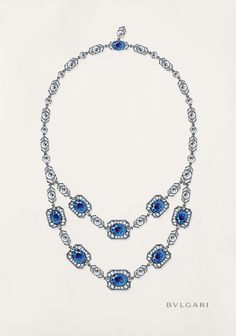 BULGARI SAPPHIRE AND DIAMOND NECKLACE | Christie's Graff Pendant, Graff Diamonds, Diamond Tiara, Baguette Cut Diamond, Brilliant Cut Diamond, Windsor, Tiara, Drawing Ideas