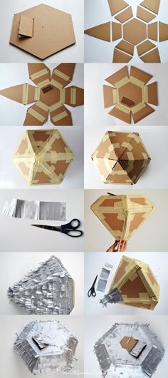 the steps to make an origami box out of cardboard and paper machs