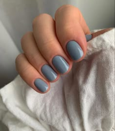 Subtle Blue Nails, Muted Nails, Soft Blue Nails, Nails Yellow, January Nails, Minimal Nails, Casual Nails, Blue Nail