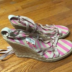 Nwt Vintage Tommy Hilfiger Pink+Cream Tie Up Ankle Wedges Size 8.5. Wedge Is 3.5/4”. Bundle For Great Savings, Or Make Me An Offer! Casual Pink Lace-up Heels, Pink Casual Wedge Sandals With Round Toe, Casual Pink Wedge Sandals, Pink Synthetic Wedge Sandals For Spring, Cute Lace-up Summer Heels, Pink High Heel Wedge Sandals For Spring, Casual Pink Closed Toe Wedge Sandals, Pink Wedge Sandals For Spring, Tommy Hilfiger Beach Sandals With Wedge Heel