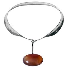 1970's Georg Jensen Sterling Red Agate Necklace Vivianna Torun | From a unique collection of vintage More Jewelry at https://www.1stdibs.com/jewelry/more-jewelry-watches/more-jewelry/. Red Agate Necklace, Neck Pendant, George Jensen, Malmo Sweden, Detachable Pendant, Billie Holiday, Malmo, Dope Jewelry, Funky Jewelry