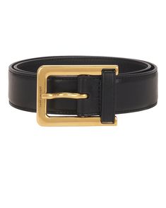 Leather belt.  Made in Italy.  Adjustable buckle closure.  .  .  .  .  Size S/M measures approx 23"-27" L x 1.1" H.  .  .  .  .  .  .  .  . Luxury Belt With Rectangular Buckle, Designer Formal Belts With Rectangular Buckle, Designer Formal Belt Buckle Rectangular, Designer Rectangular Belt Buckle For Business, Designer Rectangular Buckle Belt For Business, Luxury Formal Belt Buckles With Belt Included, Luxury Belts With Buckle Closure For Workwear, Luxury Belt With Buckle Closure For Workwear, Modern Business Belts