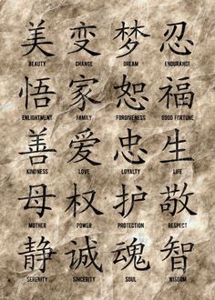 an old piece of paper with chinese writing on it and some words written in different languages