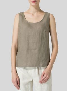 Linen Sleeveless Pullover Top Solid Color Sleeveless Top For Layering, Summer Layering Tank Straps Vest, Summer Layering Vest, Elegant Cotton Tank Top For Layering, Effortless Scoop Neck Summer Top, Versatile Summer Tank Camisole, Versatile Tank Camisole For Summer, Summer Tank Vest For Layering, Chic Solid Color Tank Top For Summer