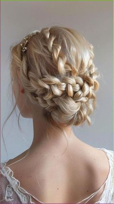 Embrace a boho vibe with crown braided updos. Perfect for a relaxed and free-spirited look. Save this pin for boho updo ideas! #BraidedUpdo #CrownBraids #AestheticHair Irish Braids Celtic Wedding, Braided Hair Bride, Braid Crown Updo, Intricate Updos For Long Hair, Greek Updo, Crown Braid Half Up Half Down, Fantasy Updo, Plait Updo, Intricate Braided Updo