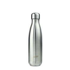 thermos stainless steel water bottle is shown on a white background and has a silver lid